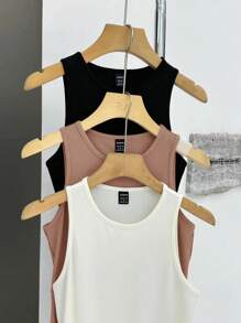 SHEIN EZwear 3pcs/Set Women Crew Neck Sleeveless Bodycon Casual Bodysuit Set, Suitable For Summer Suitable For Going Out - Multicolor - View 4