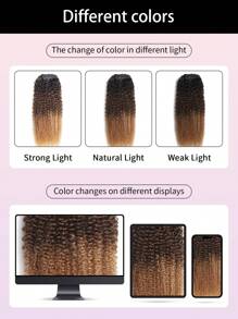 8pcs Afro Kinky Curly Clip In Highlight Virgin Human Hair Extension Clip-In Hair Extension Ombre Blonde Weft Hair Extension Hair Weaves Ombre Color Hair Extensions - SNatural/4/27 - View 4