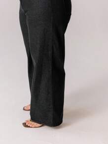 Aralina Plus Size Casual Washed Vintage Loose Fit Jeans - Black - View 6