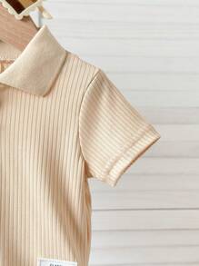 Infant/Baby Girl Casual Polo Shirt Top And Flared Pants Set - Apricot - View 4