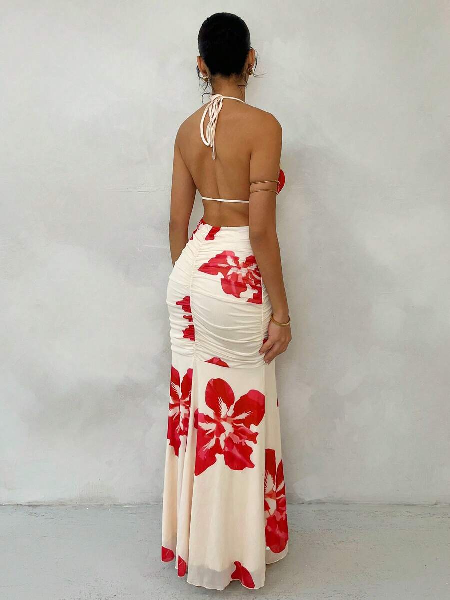 Glamine Váy hở lưng in hoa cho nữ, váy đi biển lãng mạn - Nhiều màu - Xem 1