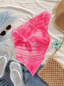 Soleia Casual Minimalist Floral Pattern Blouse, Suitable For Summer,Rave Top Suitable For Going Out - Pink - View 8