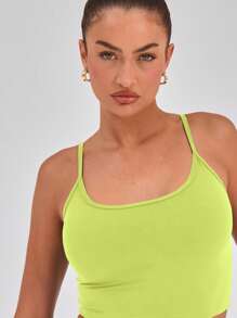 Musera Sport Áo croptop thể thao dây mảnh, ôm sát, thích hợp cho Padel, Tennis, Pickleball, tập gym và thể dục. - màu xanh lá - Xem 3