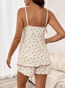 SHEIN Maternity Cherry Two Pieces Suits - Lingerie Set, Underwear Women, Pajama, Loungewear, Robe, Sleepwear, Sleepwear Set, Underwear & Sleepwear, Pajama Set