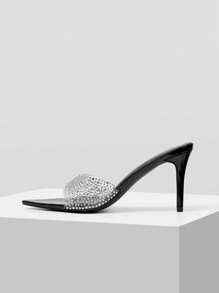 MOTF POINT TOE RHINESTONE HEELED SANDALS - Black - View 4