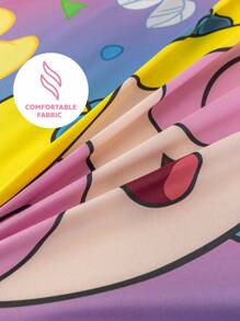 THE POWERPUFF GIRLS X SHEIN Cute Cartoon Figures And Pillow Pattern Comfortable Duvet Cover Set