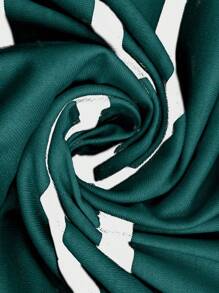 SHEIN LUNE 杏色条纹拼接优雅性感紧身中长款针织连衣裙 - 綠色 - 查看 3