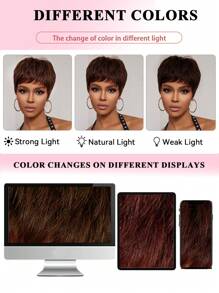 Short Straight Pixie Cut Wig With Bangs Brown Color Daily Use Wig For Women Beginner Friendly Wear&Go Glueless Wig