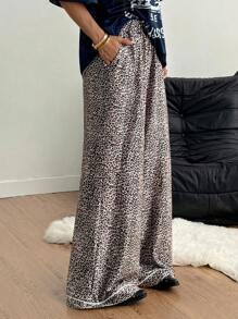 Coolane Women's Summer Western Wear Streetwear Y2K Leopard Satin Graphics Sport Baggy Pants - Multicolor - View 3