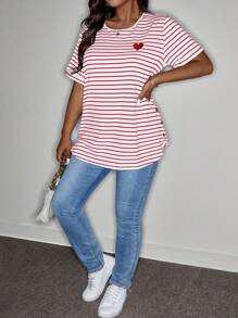 SHEIN LUNE 大码女式V领长袖休闲花卉印花衬衫/衬衫 女式夏季T恤 女式夏季春季T恤 女式春季T恤 夏季波西米亚风复古款 - 紅白色 - 查看 3