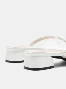 CUCCOO CURVES Wide Fit Women's New Minimalist Open Toe Square Toe Party High Heel Sandals, Summer Versatile - White - View 8