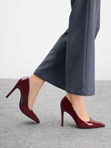 CUCCOO BIZCHIC New Versatile Pointed Toe High Heels For Women - Burgundy - View 5