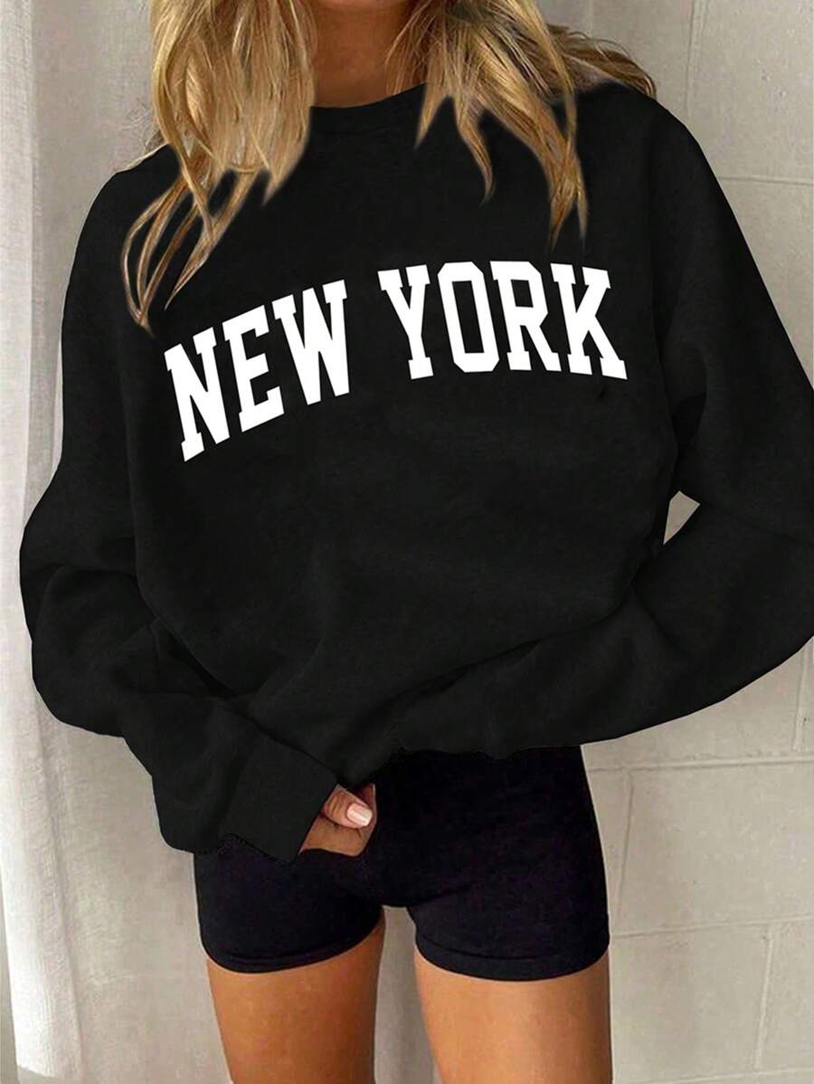 INAWLY Women's Letter Print Crew Neck Loose Fit Casual Sweatshirt,Graduation,Teacher,Back To School Pullover Fall - Black - View 1