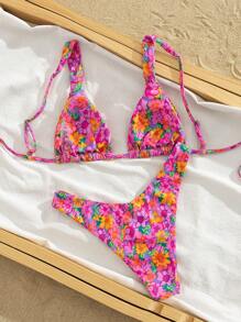 Swim Mod Bộ bikini tam giác hở lưng họa tiết hoa gợi cảm, lý tưởng cho kỳ nghỉ hè - Nhiều màu - Xem 4