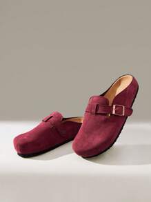 Solecia Women's Spring/Autumn New Fashion Thick Sole Mules Slip-On Closed Toe Loafers - Burgundy - View 6