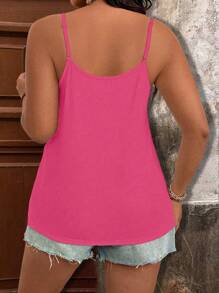 SHEIN LUNE Plus Size Solid Color Camisole And Tank Top, Fashionable For Summer