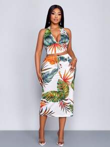 Maweii Plus Size Women's Spring And Summer Vacation Strappy Two Pieces Set