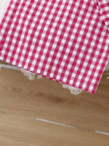 SHEIN Leap Crew Tween Girls' Plaid Tie-Up Bow Sleeveless Shirt And Wide Leg Pants 2 Pieces Set - Hot Pink - View 8