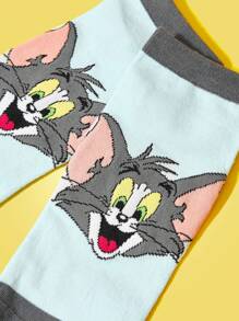 1 Pair Women's Cartoon Print Contrast Color Fashion Ankle Socks - Green - View 4