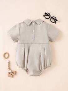 Souflis Souflis 男婴休闲翻领连体衣，腊肠犬印花 - 灰色 - 查看 2