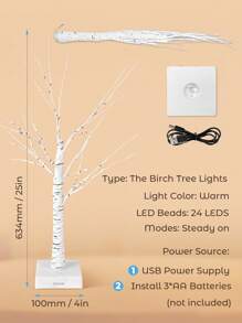 Teckwe Lámpara decorativa de árbol desnudo blanco simple