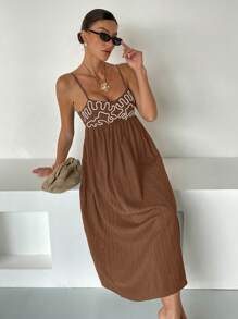 Siren Gaze 1 件女式长款无袖黑色连衣裙 - 棕色 - 查看 4