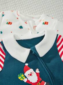 Cozy Pixies 5pcs/Set Baby Girl Christmas Element Pattern Contrast Color Romper, Pants, Hat, Gloves, Bib Gift Box Set