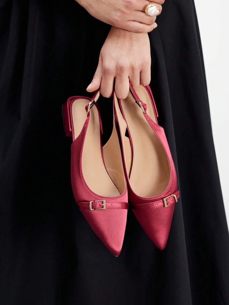 CUCCOO BIZCHIC Women's Pointed Toe Adjustable Buckle Design Flat Casual Shoes