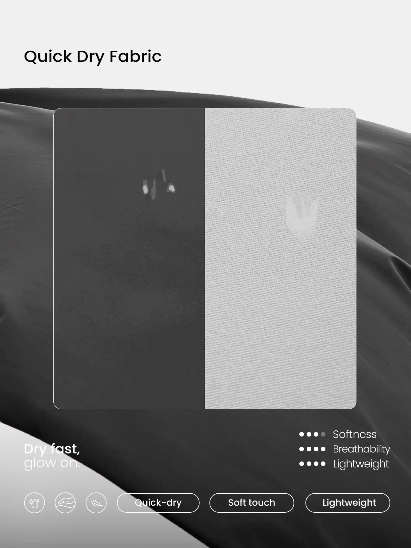 GLOWMODE Court Crusher 速干交叉腰内置防臭内衣侧袋网球短裤网球高尔夫匹克球日常休闲装 - 黑色 - 查看 7