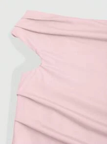 Sweetra Bộ đồ liền thân công sở Y2K cạp chun bất đối xứng thời trang mới - Màu Hồng baby - Xem 3