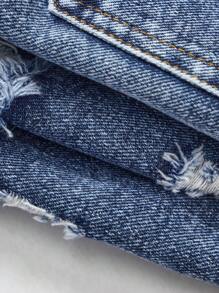 SHEIN Shorts vaqueros anchos y sueltos, versátiles y desgastados con dobladillo para niñas