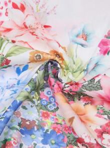 SHEIN Clasi 女士花卉印花圆领无袖休闲夏季度假连衣裙 - 白色 - 查看 8