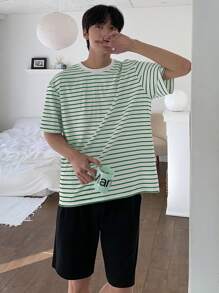 DAZY Parte superior de ropa de estar cómoda con diseño de rayas para hombre