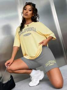 Chiquease 2pcs/Set Summer Casual Letter Printed T-Shirt And Shorts Set
