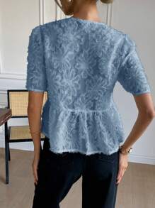 SHEIN Frenchy Women's Summer Elegant Solid Color Textured Bow Decor Blouse
