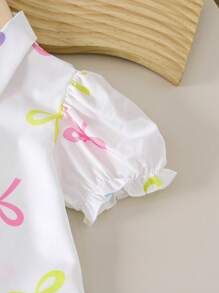 SHEIN Genkimix Kids 2 件套年轻女孩短袖衬衫和裤子时尚服装，适合夏季 - 彩色 - 查看 3