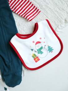 Cozy Pixies 5pcs/Set Baby Girl Christmas Element Pattern Contrast Color Romper, Pants, Hat, Gloves, Bib Gift Box Set