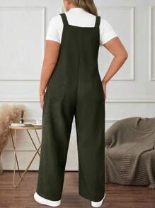 SHEIN LUNE Combinaison casual grande taille pour femmes, couleur unie, poches, jambe large