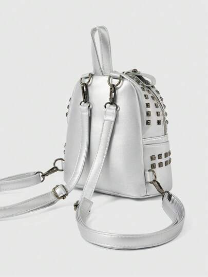 Goth Mochila casual de moda con decoración de remaches para mujer