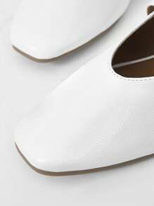 MOTF PREMIUM MARY JANE SQUARE TOE SLIP ON FLAT SHOES - White - View 6