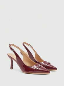 CUCCOO BIZCHIC Women's Pointed Toe High Heel Pumps, Sexy Stilettos Suitable For Outdoor, Commuting, Party, Banquet - Red Spring Shoes - Burgundy - View 2