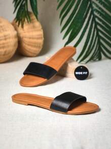 SHUZIA 女士宽版时尚百搭系带一脚蹬平底凉鞋母亲节礼物