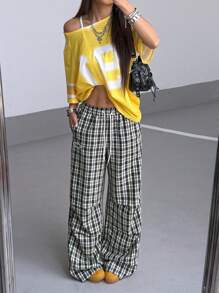 StreetHx Women's Streetwear Fashion Striped Drawstring Oversized Black & White Pants Fall Cloth For Women - Multicolor - View 3