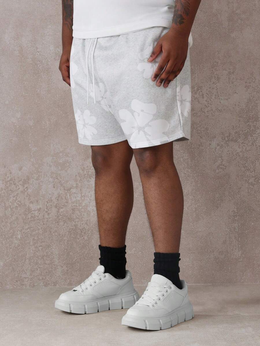 SUMWON Athletic Drop Crotch Jogger Shorts With Floral Print Pattern, Premium Drawstring Comfort Waistband, Performance Summer Beach Casual Loungewear