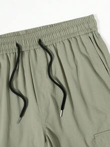 Manfinity Homme Men's Solid Color Multiple Pockets Straight Leg Casual Pants Cargo Pants Men Baggy - Green - View 6