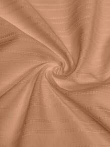 SHEIN 2pcs Maternity Solid Color Half Sleeve Shirt & Adjustable Waist Pants Casual Set - Khaki - View 7