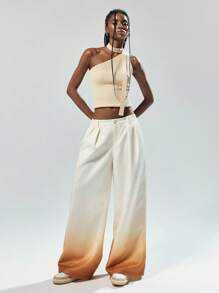 Easelle Summer Renaissance Fair Fashionable Vintage Rave Festival Ombre Low Waist Wide Leg Pants - Beige - View 2
