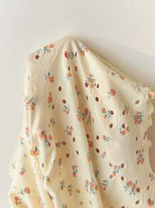 Elamini Yellow Ditsy Floral Hollow-Out V-Neck Cute & Sexy Backless Cropped Camisole, Spring/Summer