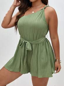 SHEIN Frenchy 单肩圣帕特里克节系带连体衣 - 綠色 - 查看 6