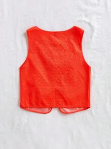 Soleia 女士休闲纹理面料系带背心 - 橘色 - 查看 2